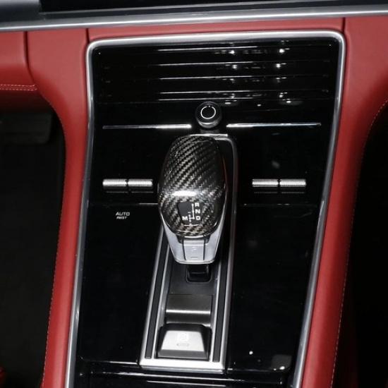 Real Carbon Fiber Gear Shift Knob Head Cover Trim For Porsche Panamera 971 17-23