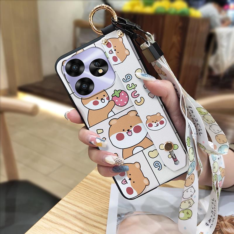 Shockproof Protective Phone Case For UMIDIGI A15/A15C Wristband Cartoon Kickstand Waterproof Durable Soft case Ring Cute