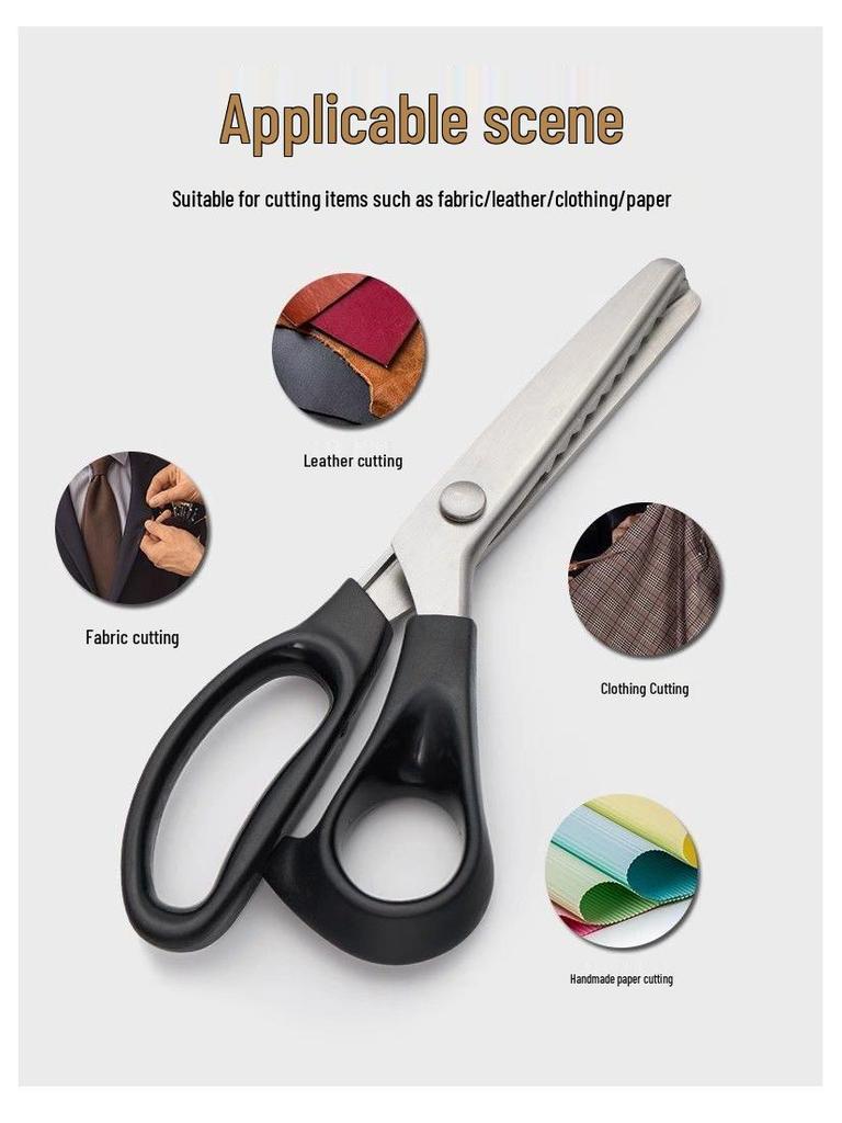 Neue Edelstahl-Spitzen-Overlockschere – Nähfreie Schneiderschere mit Dreieckwellenkante zum Stoffschneiden.