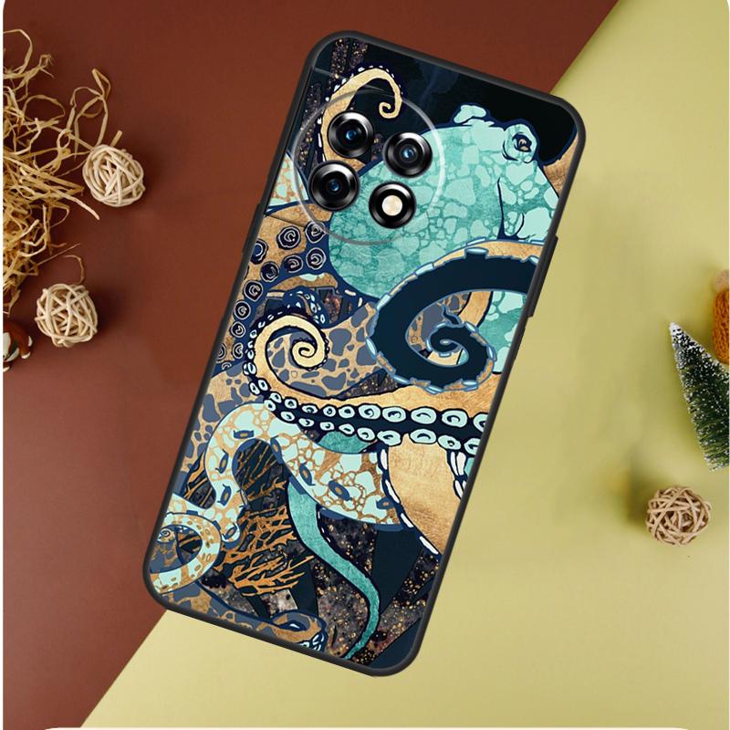 Meeresleben Ozean Oktopus Für OnePlus 13 13R 12 12R 11 9 10 Pro 8T 9RT 10T 10R N20 N30 Nord CE 2 3 4 Lite Handyhülle