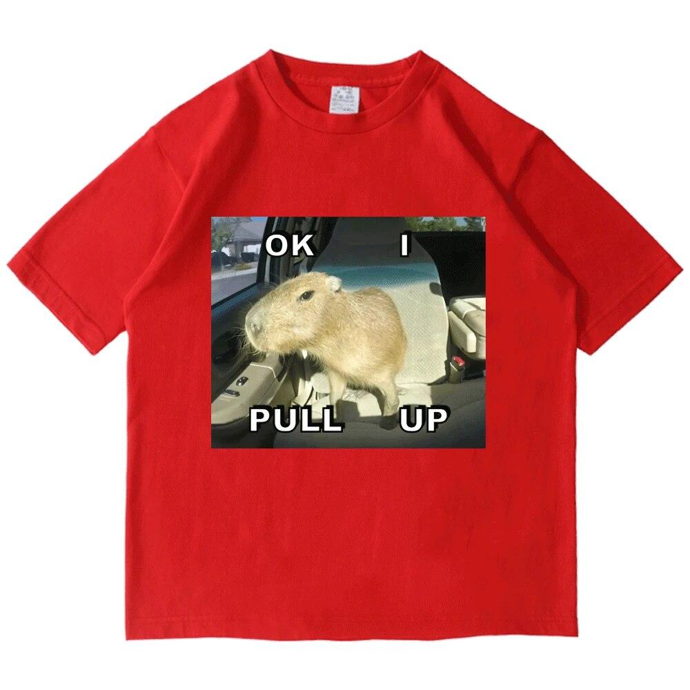 Capybara Meme lustige Streetwear Auto Pull Up Print T Shirt Capybaras Tops T-Shirts Shirt für Unisex Frauen Kawaii Vintage Sommer T-shirt
