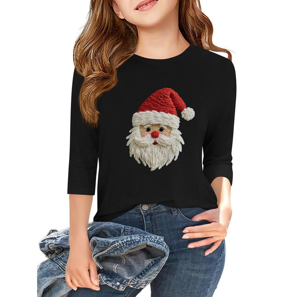 Children's 3/4 Sleeve Independence Day Printed Round Neck Casual T-shirt