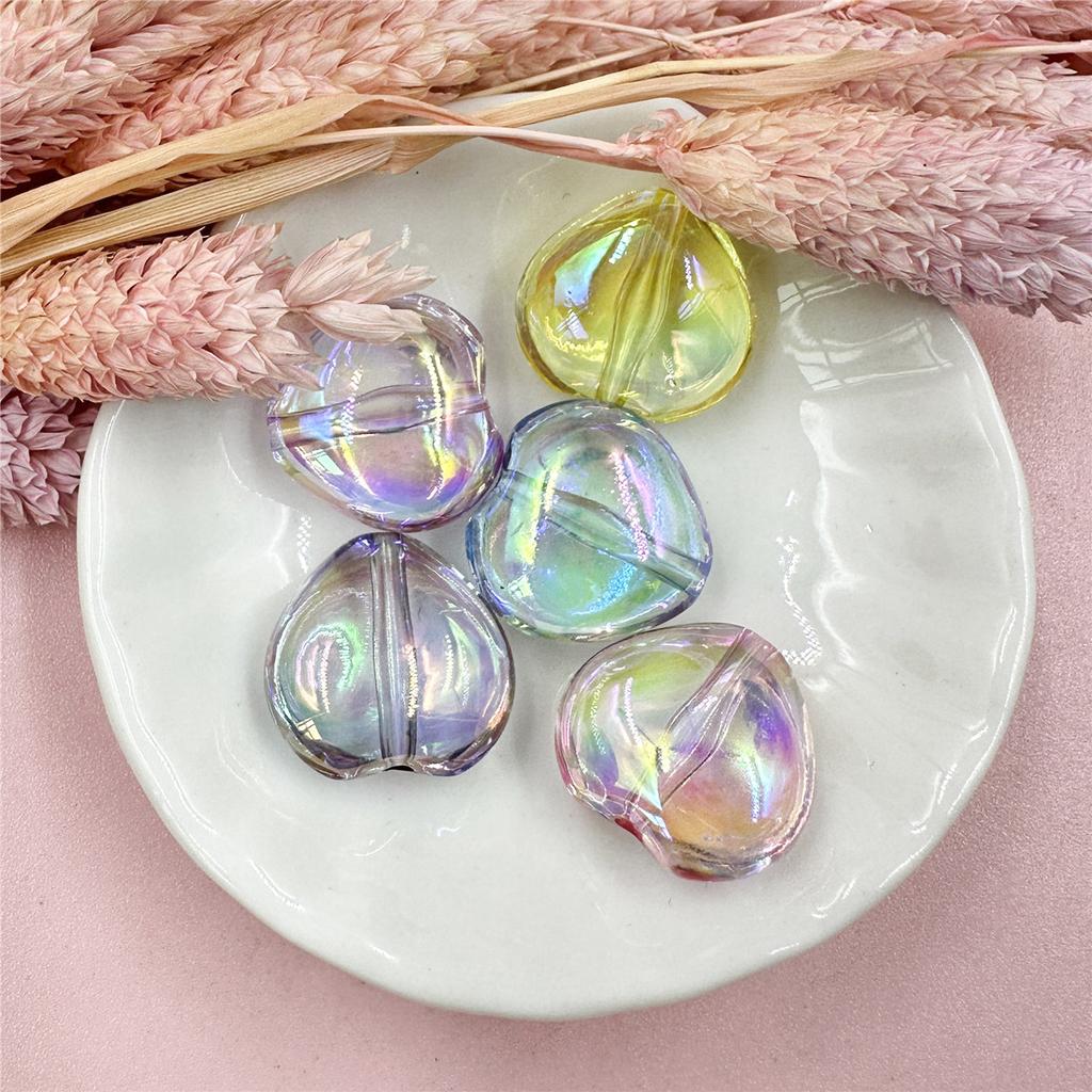 10Pcs 20*19mm For Bracelet Necklace Making Key Chain Peach Heart DIY Jewelry Accessories Acrylic Loose Beads Fashion
