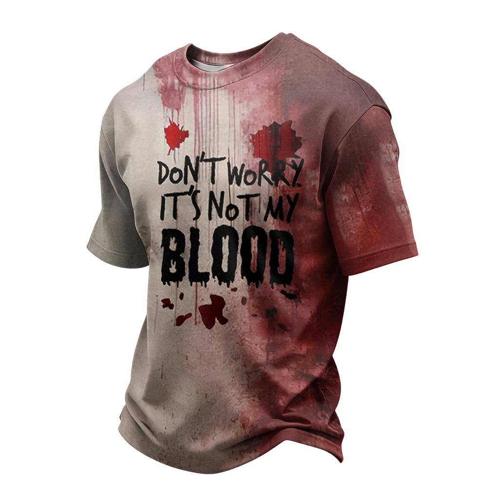 Men's Lightweight Quick-Dry Mesh Short Sleeve Round Neck T-Shirt with Halloween Print
