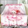 1PC Custom Name Pink Roses Ballerina Theme Outdooor Flannel Blankets Patterns Throw Blanket All-Season Soft Gift for Couch, Bed, Camping Gifts