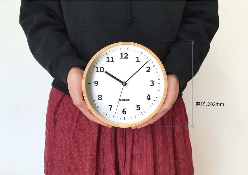 KATOMOKU plywood wall clock 13 Natural Wall Clock Continuous Second Hand km-84NA 202mm (Radio Clock)