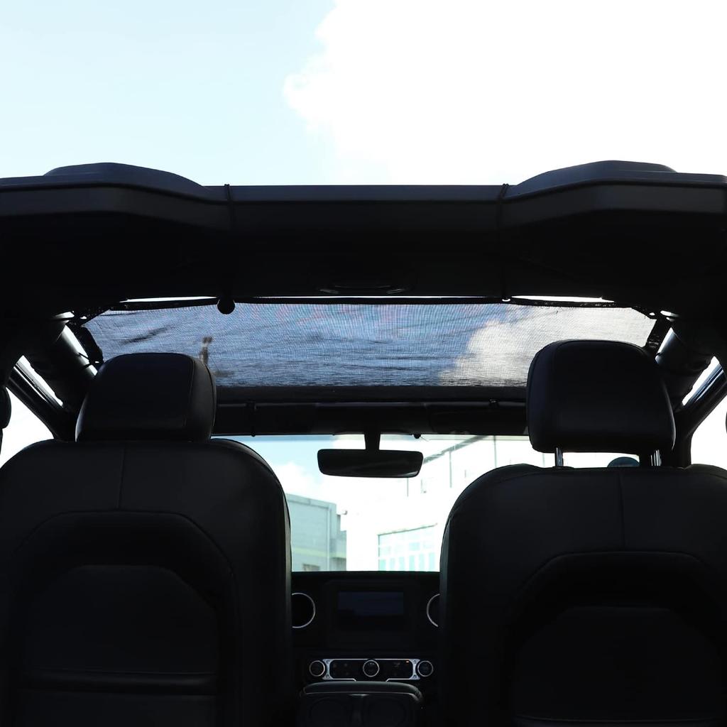 Sunshade Mesh Shade Top Front Cover Provides Roof UV Sun Protection for Jeep Wrangler JL JLU & Gladiator JT 2018-2024 (Black)
