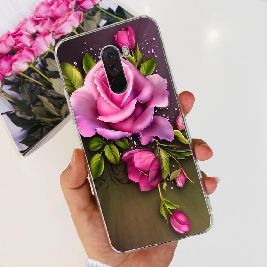 Para Xiaomi Pocophone F1 Funda Poco F1 Moda Flor Cubierta Silicona Suave Delgada Funda de Teléfono Para xiaomi Pocophone F1 Global F 1 Funda