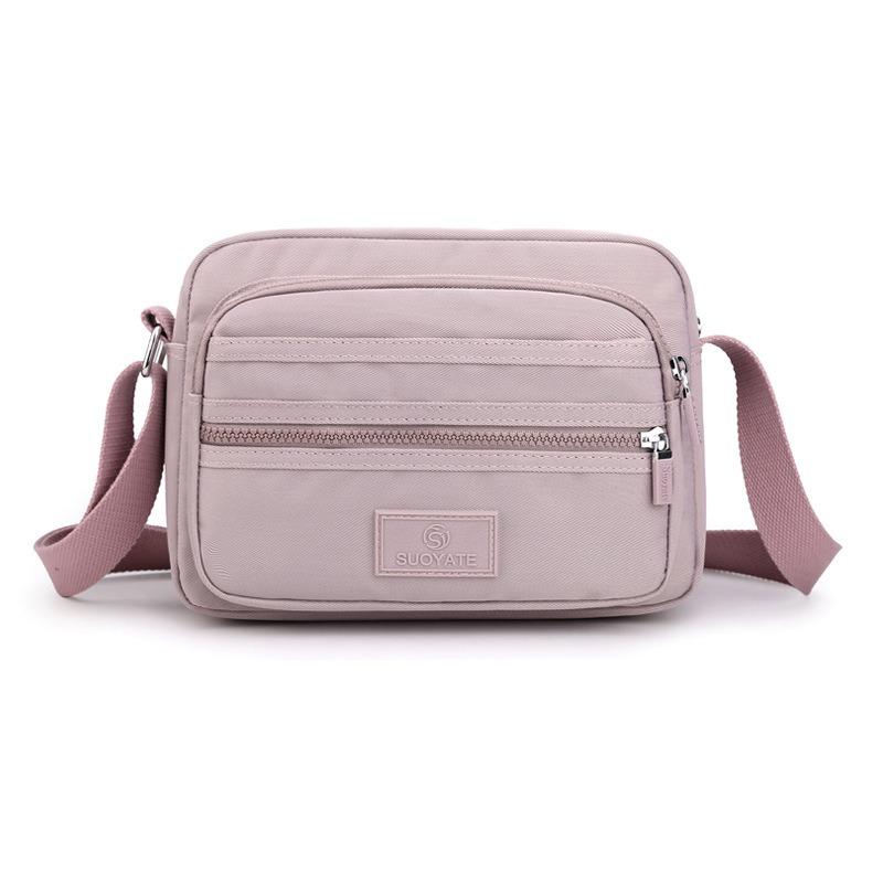Five-layer Zipper Cash Bag Shoulder Bag Women's Messenger Bag Nylon Cloth Women's Bag Business Cashier Bag Small Square Bag Retro