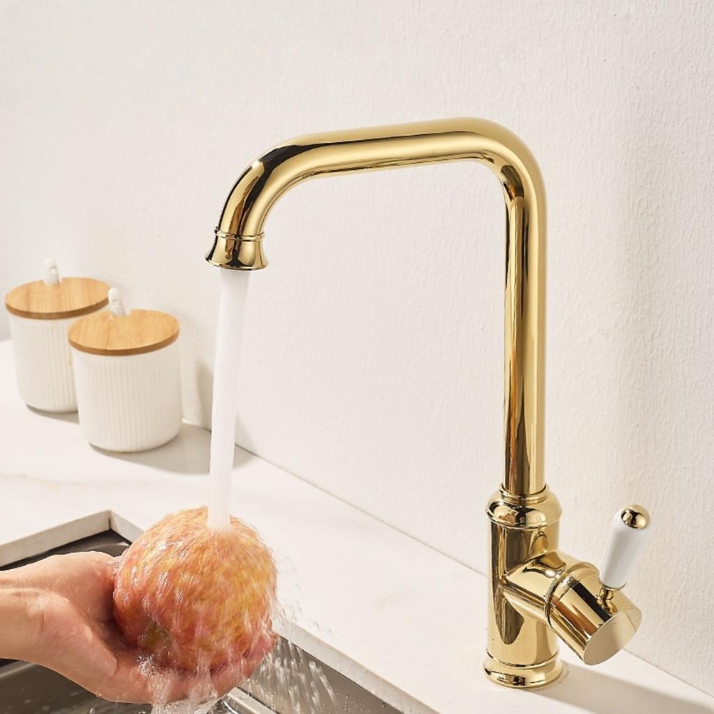 Tuqiu Gold Kitchen Faucet 360 Rotating Swivel Sink Faucet Mixer Tap Fashion Sink Faucet Copper Hot And Cold Basin Faucet  Tap