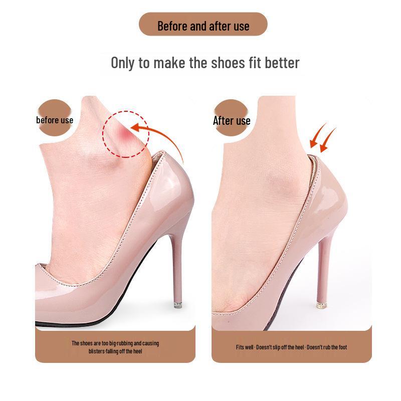 Soft, Self-Adhesive Heel Stickers: Anti-Rubbing & Anti-Slip, Cuttable, Skin-Like, Adjustable Half-Size Insoles for High Heels.
