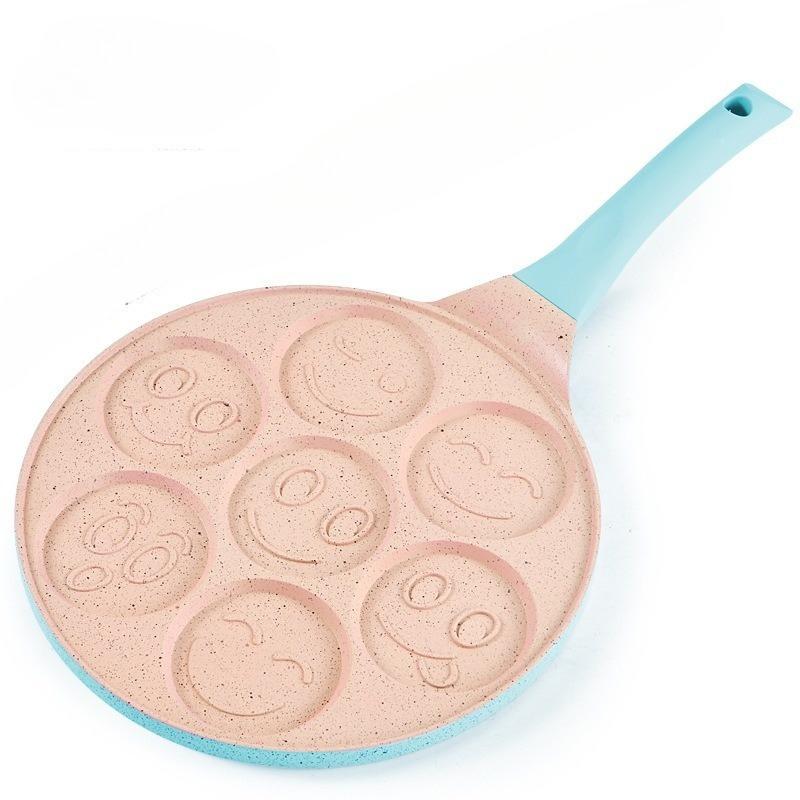 Seven-hole Pancake Pan Household Pan Aluminum Alloy Animal Smiley Breakfast Pot Bakelite Handle Non-stick Pan Fried Omelet Pan