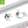 Yinziyun Insect Stud Earrings: Exquisite Butterfly & Dragonfly with Pave Diamond, 925 Sterling Silver