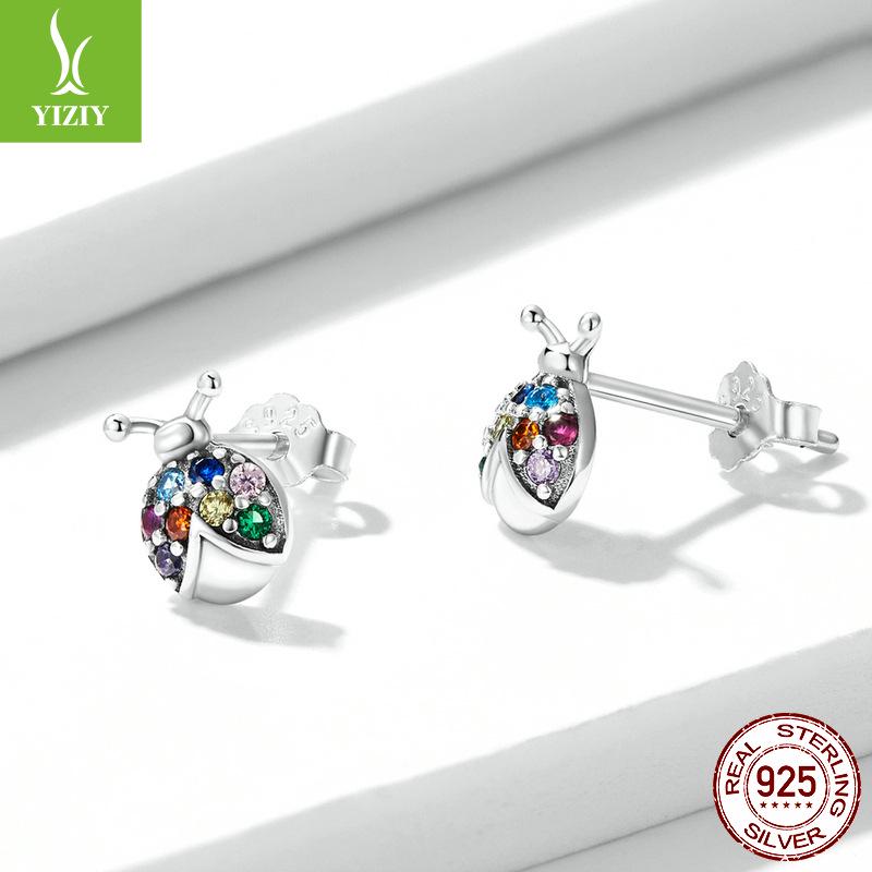 Yinziyun Insect Stud Earrings: Exquisite Butterfly & Dragonfly with Pave Diamond, 925 Sterling Silver