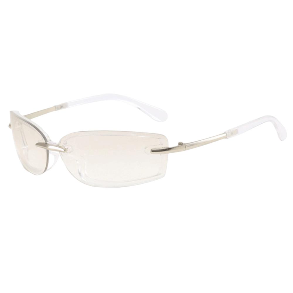 Metal Candy Color Rimless Sunglasses PC Y2K UV Protection Sun Glasses Wrap Around Frameless Dopamine Square Sunglasses Hiphop