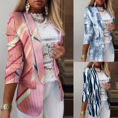 Große Größe 5xl Frühling Frauen Langarm Druck Farbe Anzug Jacke Schlank Anzug Mantel frauen Kurze