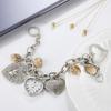 Cute Women's Watch with Chain Bracelet: Stylish Analog Display Heart Natural Stone Quartz Watch In Silver - Perfect Gift for Birthdays,