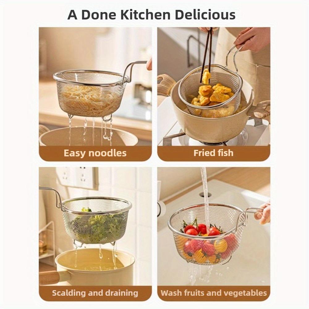 304 stainless steel colander kitchen Lo mein strainer deep frying basket chafing dish versatile cooking utensil