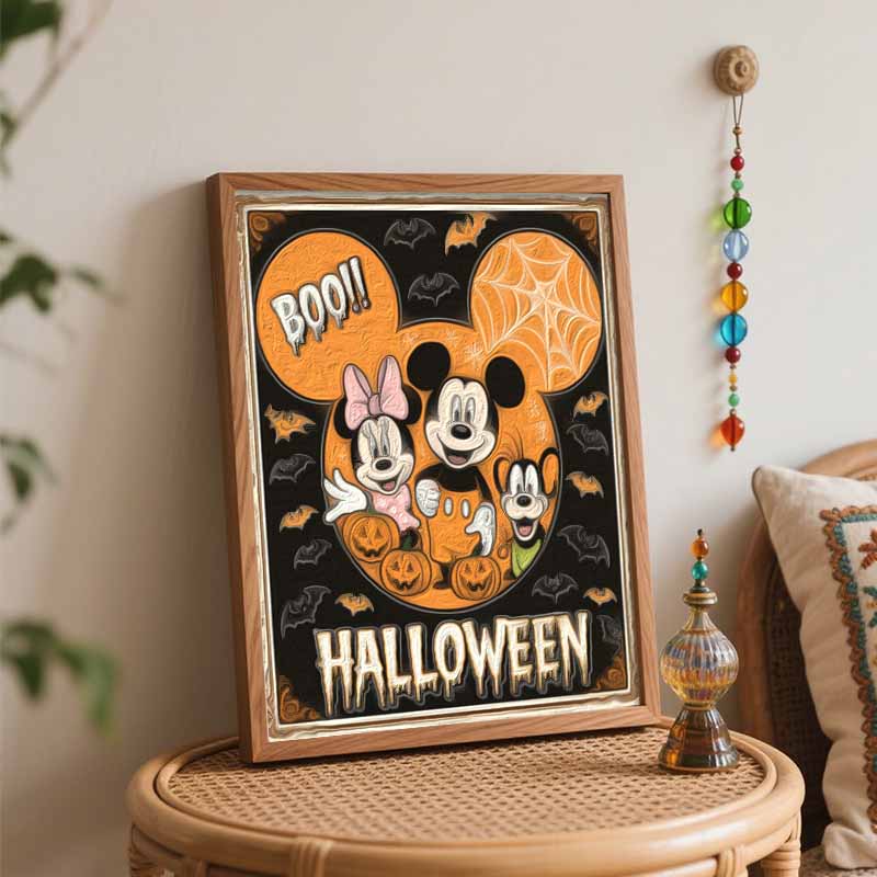 Disney Mickey Mouse Pumpkin Halloween Oil Paint by Numbers Painting Art Kit Handmade Painting Home Decor Gift