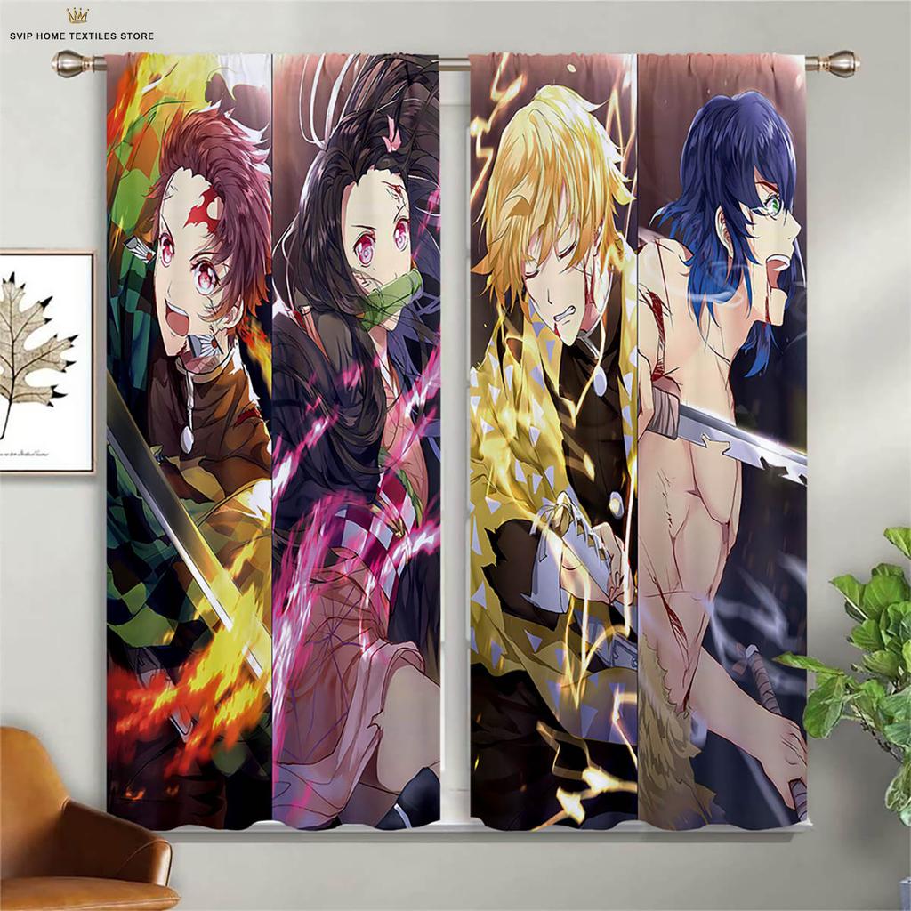 Cartoon Hitzköpfige Anime Bedruckte Vorhänge für Kinderzimmer, Wohnzimmer, Arbeitszimmer, Dekorative Vorhänge, 2 Stück