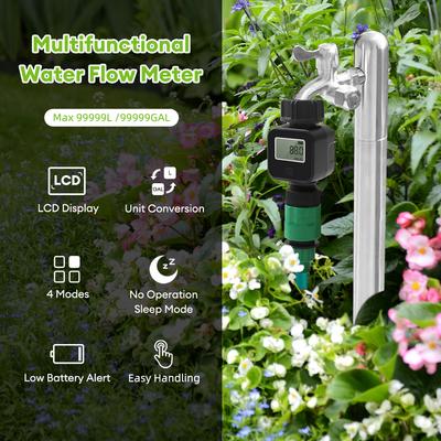 SGS05 Garten Wasser Durchflussmesser Digital Display Wasser Verbrauch Tester Wasser FlowVelocity Detektor
