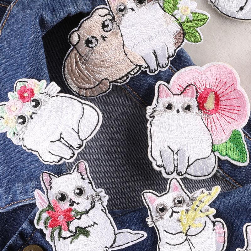 Embroidery Animal Patch Sticker Cat Combination Clothing Accessories Shoe Hat Bag Accessories Embroidery Cloth Sticker
