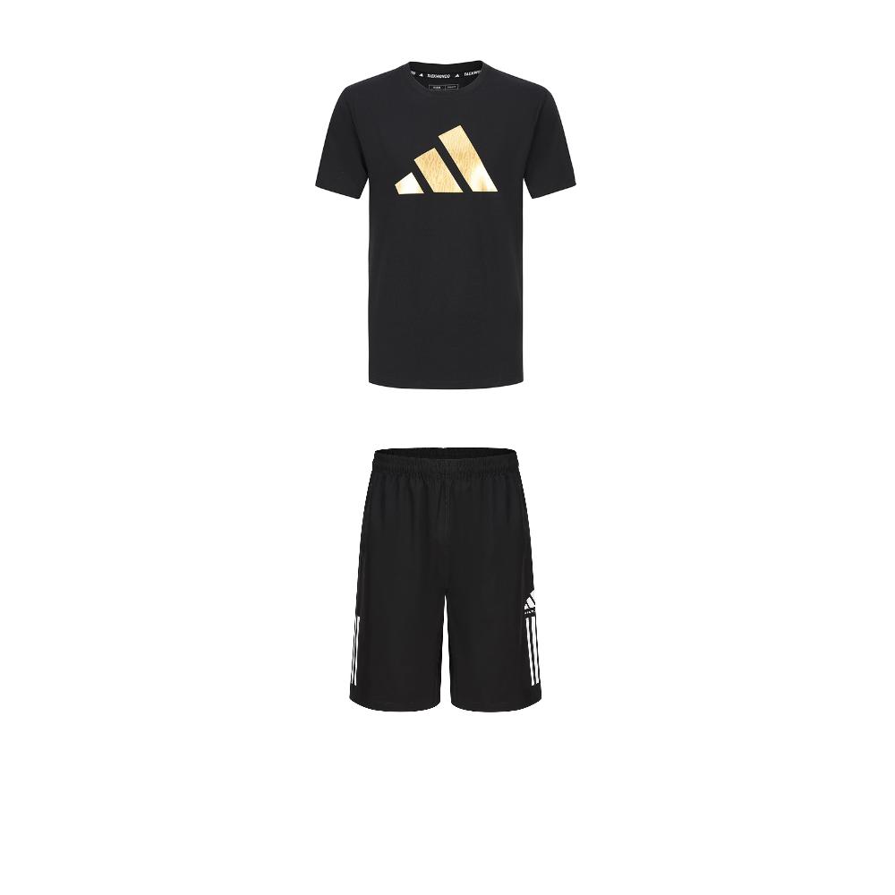 Adidas Taekwondo Round Neck Comfortable Pullover Short Sleeve T-Shirt Fashion Simple Drawstring Shorts Casual Sports Set ADICLTSPSTK-BG+S21ATMSH1T-BW
