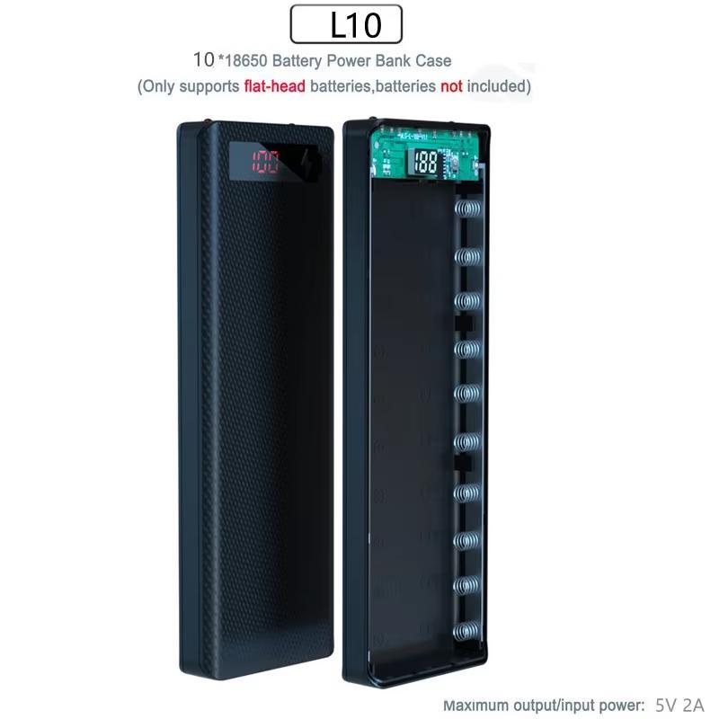 8-Slot DIY 18650 Battery Power Bank Case Digital Display 5V 21A Fast Charger Box for Travel Business Trip Use
