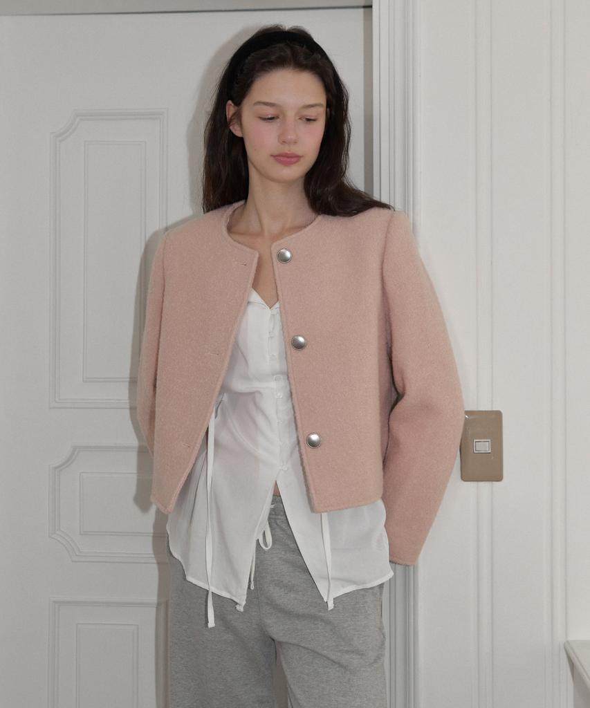 Lettera Boucle Wool Tweed Jacket_Pink