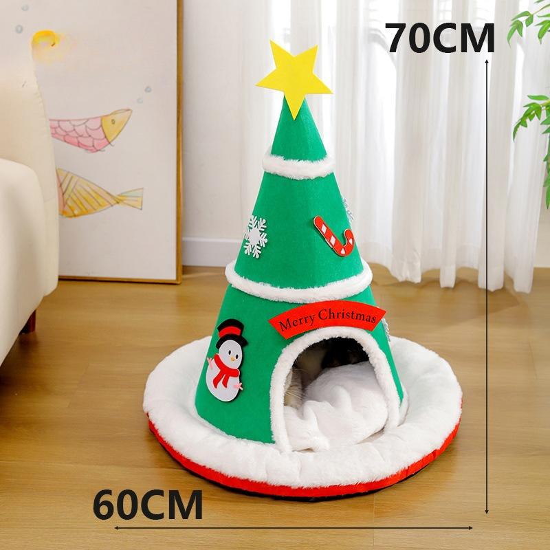 

Autumn/Winter Warm Cat Bed Christmas Three-dimensional Hat Styling Beds and Furniture Cat s House Pet Nest Tent Pet Accessories