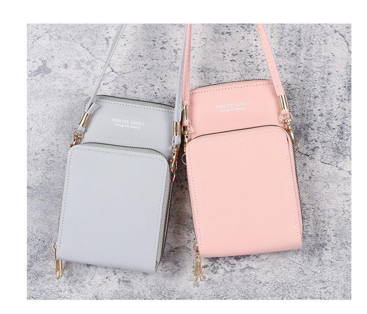 Korean-Style Women's Crossbody Phone & Cosmetic Bag: Touchscreen, Double Layer, Large Capacity