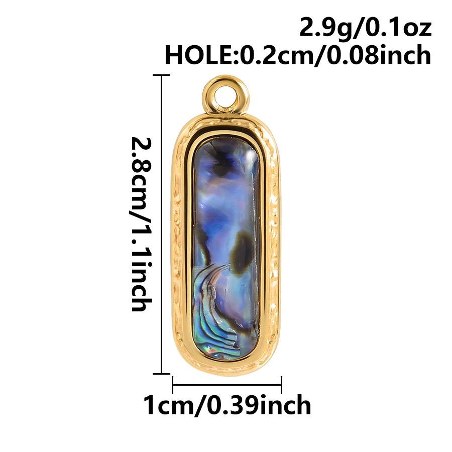 3pcs Geometric Charm Real Abalone Shell Stainless Steel Pendants For Jewelry Making Supplies Rectangle Round Pendant DIY Finding