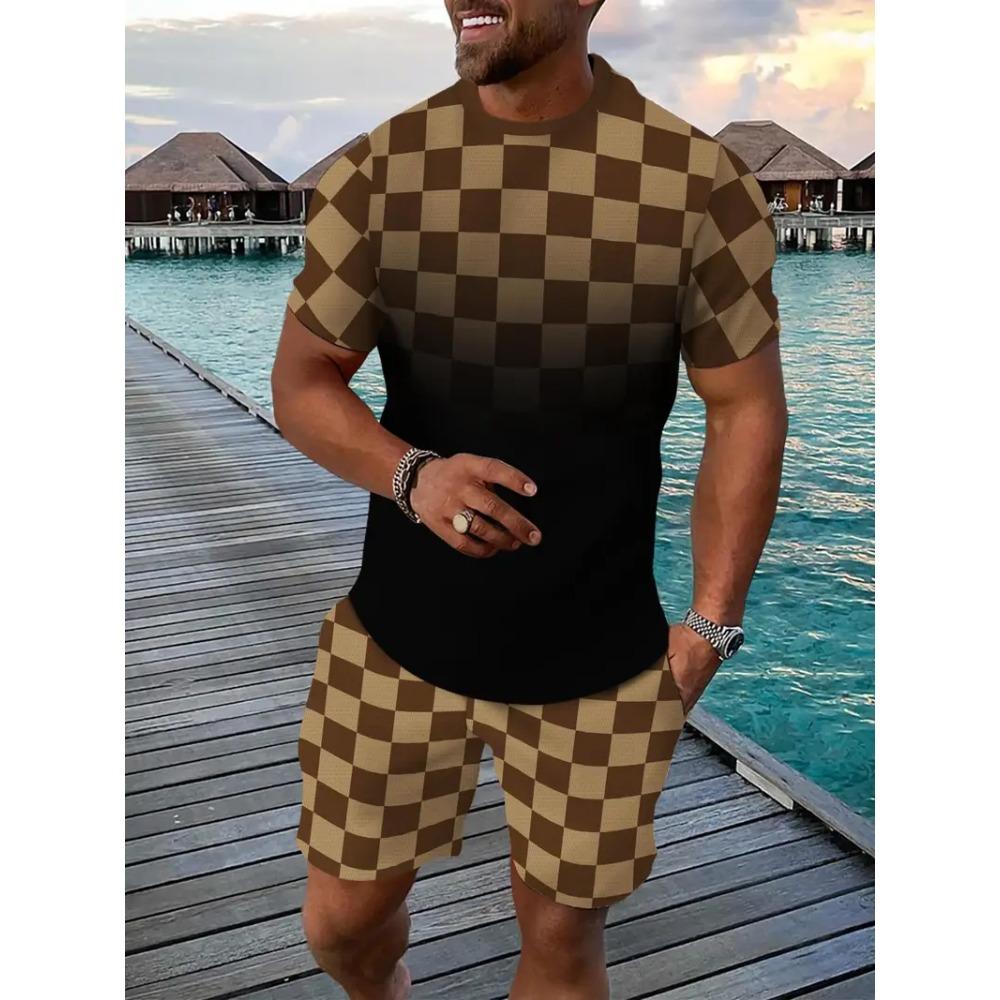 2025 Vintage Men's T-shirts Shorts Set 3D African Ethnic Style Print Casual Hawaiian Tees Suit Summer Men Women Tracksuit Outfit