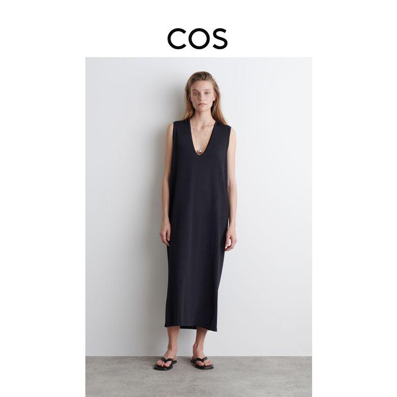 

Cos Женская одежда Стандартная версия Вязаное платье средней длины 2025 Лето Новинка 1284255001 Navy 165/96A((M))