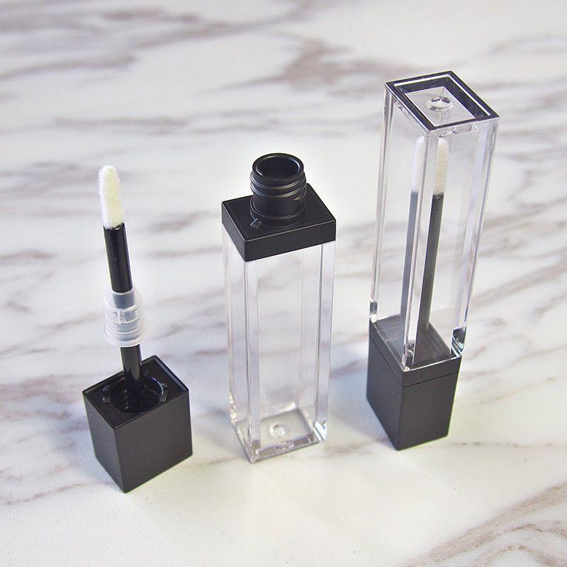 Square Flat Transparent Lip Gloss Tube Lip Lacquer Empty Tube DIY High-End Lip Gloss Fire Extinguisher Bottles Lip Gloss Storage Bottle 7ml Hot Square Black Flat Lip Gloss Tube