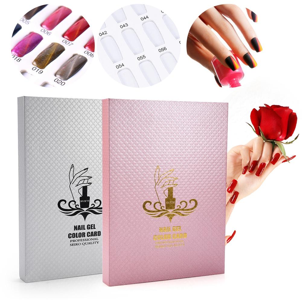 2 tipos 216 cores cartão de cor de gel de unha esmalte gráfico de exibição livro arte de unha prateleira de exibição