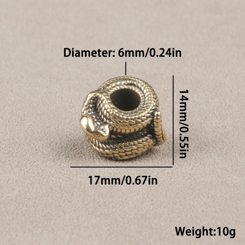 3Pcs Light Weight Snake Shape Lanyard Beads DIY Metal Paracord Beads Unique Parachute Cord Beads for Bracelets Pendants