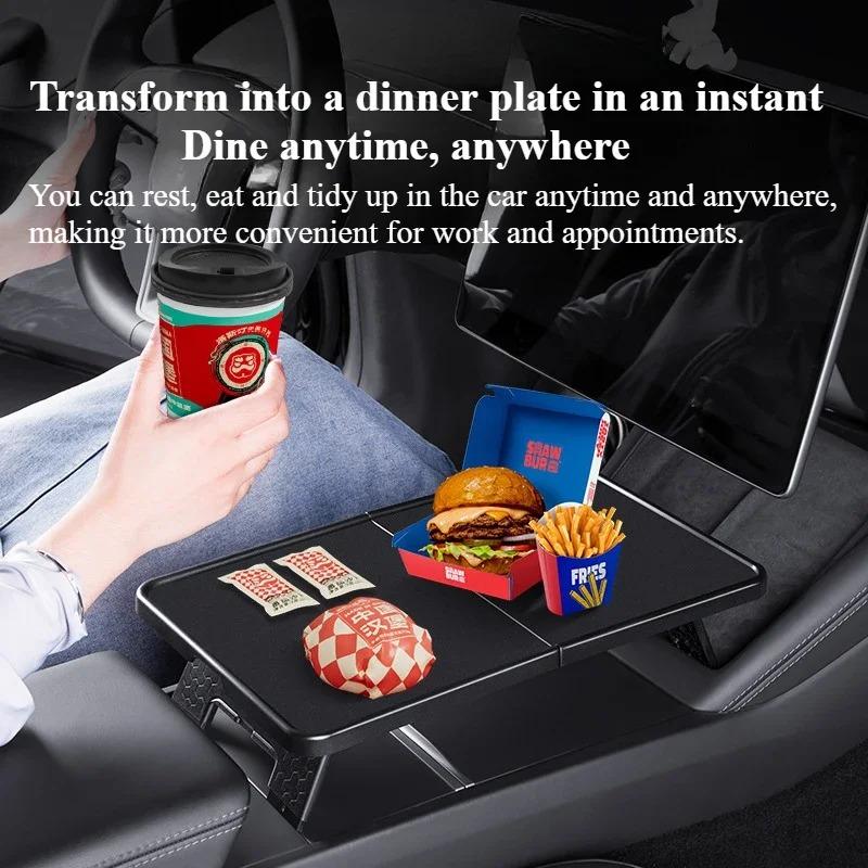 for Tesla Model 3 Y YL 2026 2025 Center Console Table Foldable Food Drink Desk Portable Mini Storage Organizer Tray Model3 2022