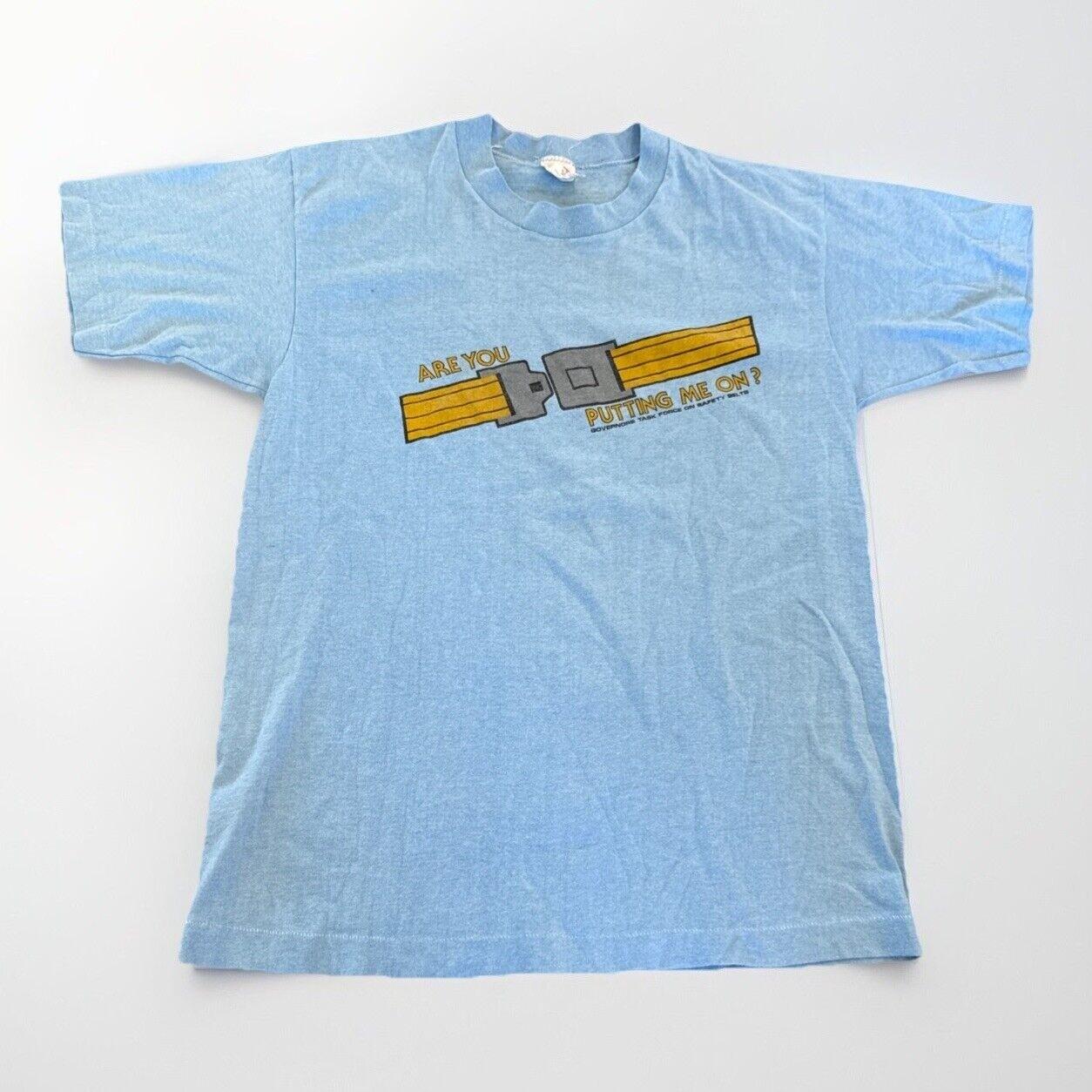 Seat Belt Shirt Mens S Blue 80s Retro Streetwear Tee Jays Vtg Traffic Safety M