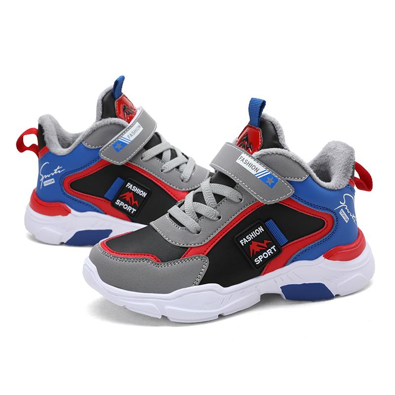 

Детские зимние хлопковые теплые зимние ботинки. Зимняя хлопковая обувь с низким берцем. Спортивная повседневная обувь. 35 чёрный/красный