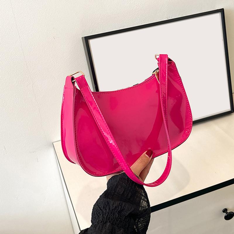 Women's Patent Leather Handbag Versatile Fashion Shoulder Casual Commuting Bags Girl Brand Designer Zipper Handbag