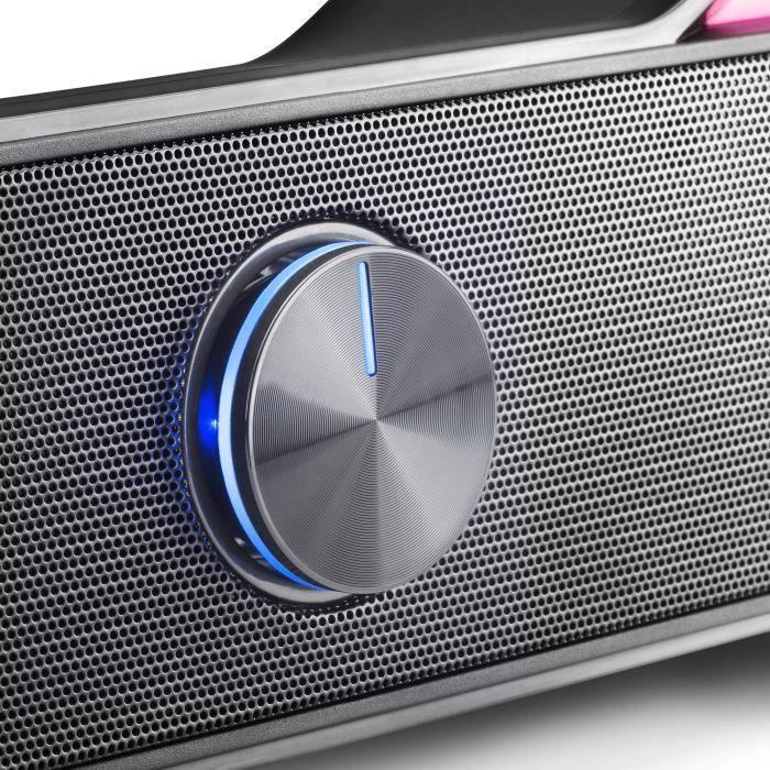 Barre de son mars gaming msbx noir - bluetooth 5.0 + jack 3.5 - dsp sound 10w - éclairage rgb dynamique