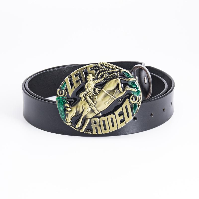 Gürtel aus einer Legierung, Western-Denim-Gürtel, Rodeo-Gürtel mit glatter Schnalle