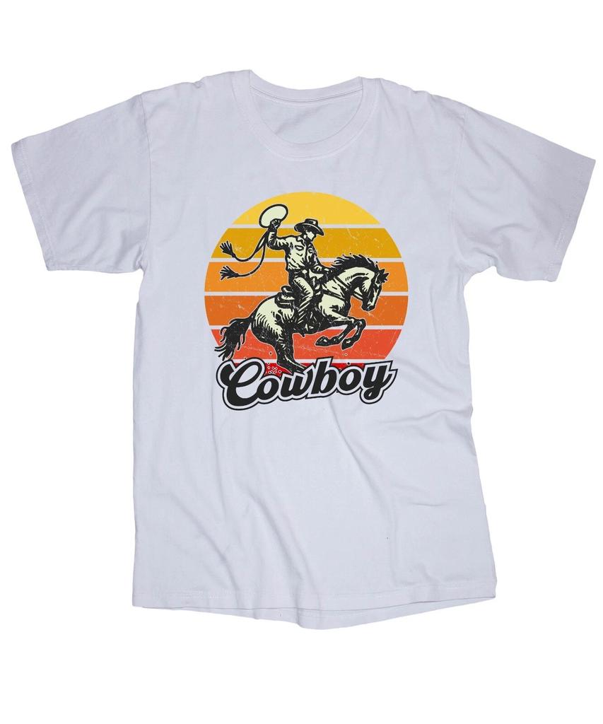 Cowboy Weißes T-Shirt Rodeo Roping Ranch Pferde Reiten Land