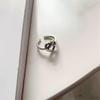 Korean Style Retro Distressed Silver Love Knot Heart Ring for Women