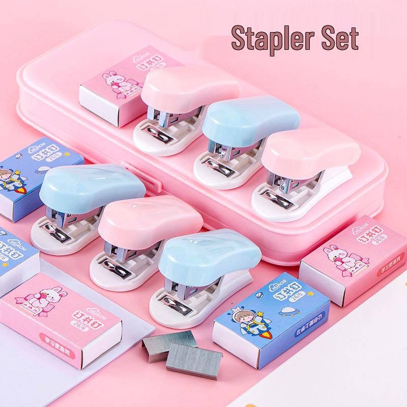 Mini Cartoon Stapler Set - Portable Student Test Paper Binding Machine