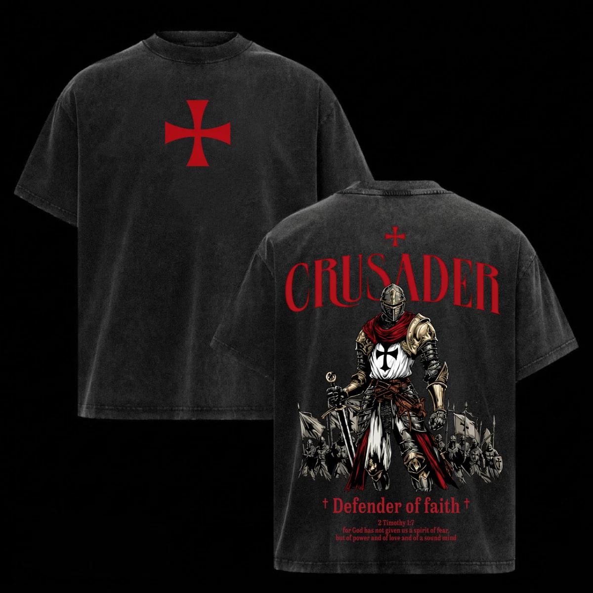 Retro Vintage Crusader Shirt Knight Templar Christian Jesus Graphic Tee 4XL