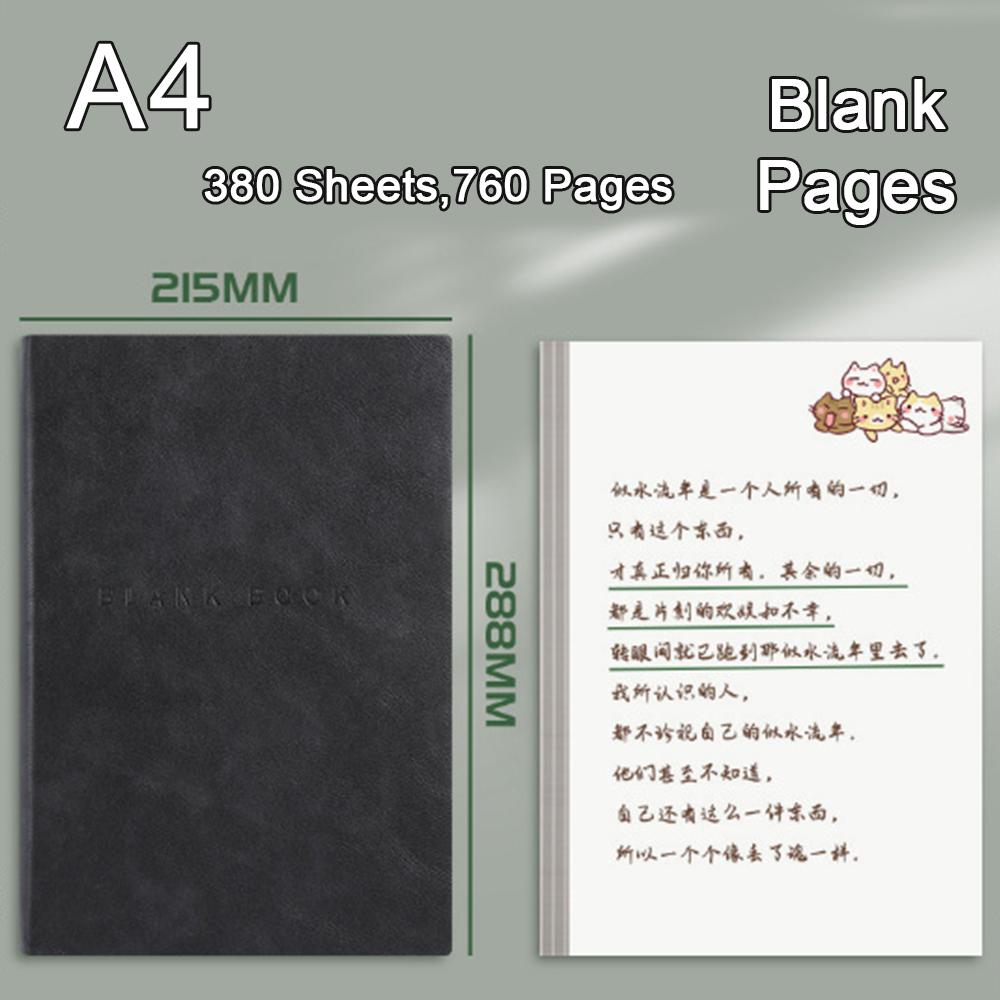 A5 Ultra-thick Notebook with Blank Inner Pages, Student Leather Notepad, Drawing Notebook, Business Meeting Minutes, Mind Map