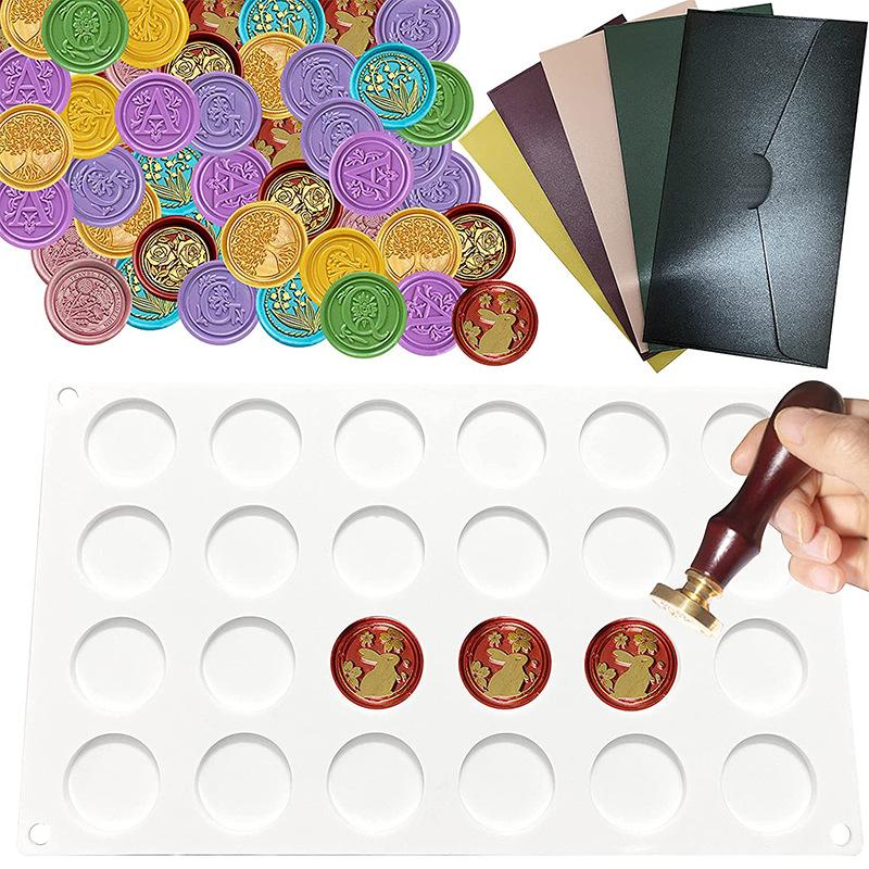 24-Loch-Werkzeug Silikonform Siegelwachs Siegelwachsform Silikonpad Matte Hilfskleber Harzform Stempel für Scrapbook SB044