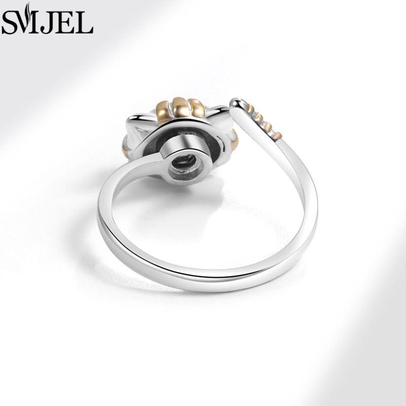 Luxury Anti Stress Anxiety Rings Fidget Spinner Ring Adjustable for Women Cute Flower Cat Starfish Ring Rotating Freely Jewelry
